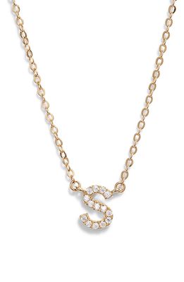NORDSTROM Delicate Cubic Zirconia Initial Pendant Necklace in S- Clear- Gold