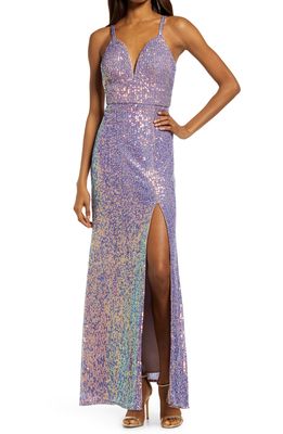 Morgan & Co. Sequin Embellished Gown in Rose/Lilac