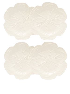 Bordallo Pinheiro - Set Of Four Cabbage Earthenware Dinner Plates - Ivory