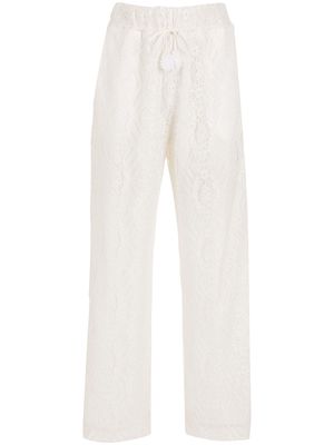 Martha Medeiros Cristina wide-leg lace trousers - White