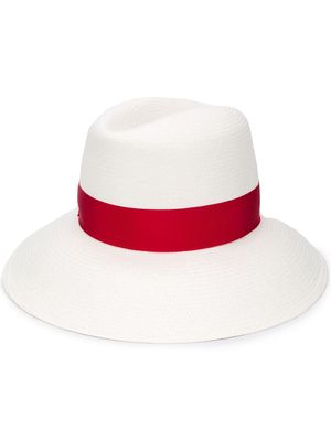 Borsalino Claudette ribbon panama hat - White