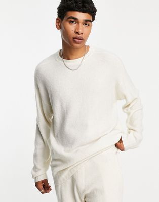 Topman oversized knit sweater in ecru-White