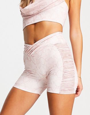 ASOS LUXE ACTIVE legging short with shaped waistband in snake print - part of a set-Multi