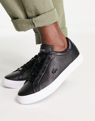 Lacoste powercourt sneakers in black/white