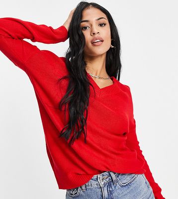 Brave Soul Tall kansas v-neck sweater-Red