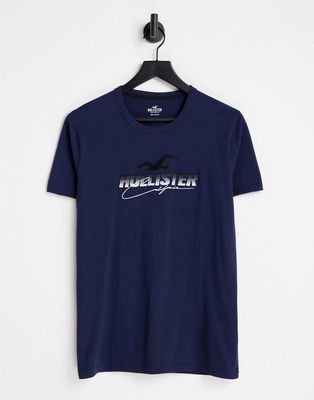 Hollister t-shirt in navy with chest logo
