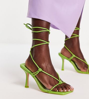 Public Desire Wide Fit Harriet heel sandals with ankle tie in lime green