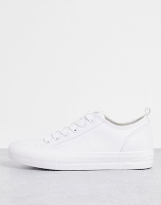 Office Features lace up sneakers in white