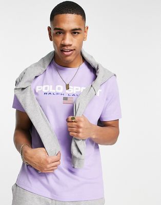 Polo Ralph Lauren Sports capsule front print t-shirt in lilac-Purple
