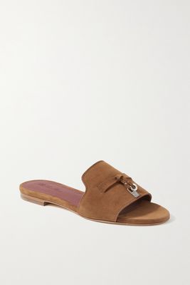 Loro Piana - Summer Charms Suede Slides - Brown