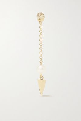 MARIA TASH - 20mm Pendulum Spike 14-karat Gold Pearl Single Earring - one size
