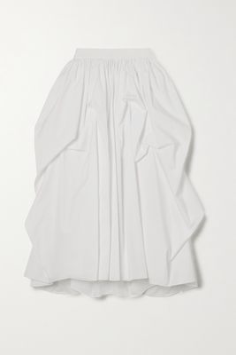 Alexander McQueen - Gathered Cotton-poplin Midi Skirt - White