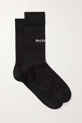 Balenciaga - Metallic Intarsia-knit Socks - Black