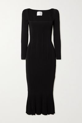 Galvan - Atalanta Ribbed-knit Midi Dress - Black