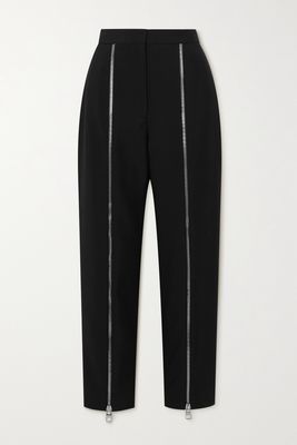 Alexander McQueen - Zip-detailed Wool Tapered Pants - Black