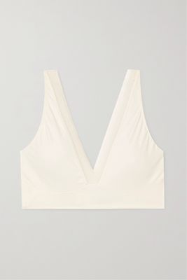 ELSE - Nano Lace-trimmed Stretch-jersey Soft-cup Triangle Bra - White