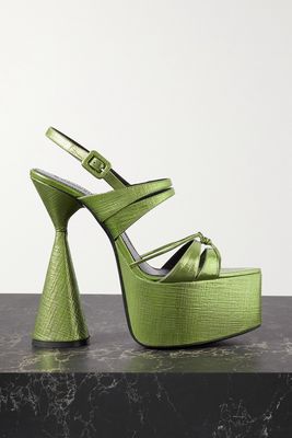 D'Accori - Belle Textured-leather Platform Sandals - Green