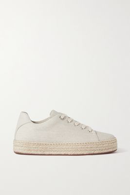 Loro Piana - Nuages Leather-trimmed Canvas Sneakers - Neutrals