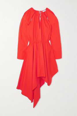 JW Anderson - Asymmetric Pleated Cotton Dress - Red
