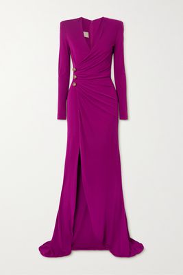 Elie Saab - Embellished Gathered Jersey Gown - Pink