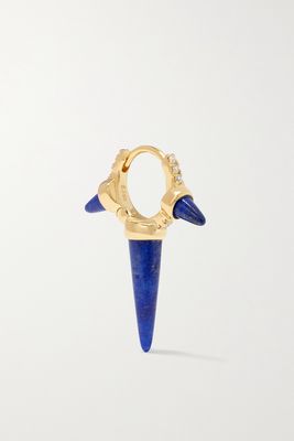 MARIA TASH - 6.5mm 18-karat Gold, Diamond And Lapis Lazuli Single Hoop Earring - one size