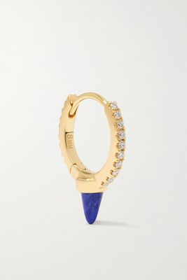MARIA TASH - 8mm 18-karat Gold, Diamond And Lapis Lazuli Single Hoop Earring - one size