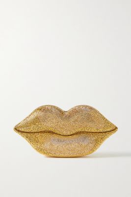 Judith Leiber Couture - Gold Lips Crystal-embellished Gold-tone Clutch - one size