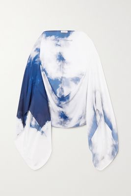 Alexander McQueen - Printed Tie-dyed Silk Shawl - Blue