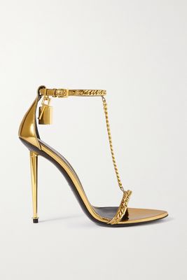 TOM FORD - Padlock Chain Embellished Metallic Leather Sandals - Gold