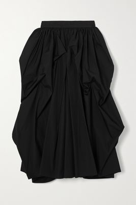 Alexander McQueen - Gathered Cotton-poplin Midi Skirt - Black