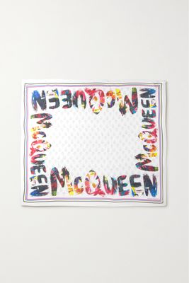 Alexander McQueen - Fringed Printed Modal Scarf - White