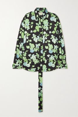 Meryll Rogge - Convertible Floral-print Cotton-poplin Shirt - Green
