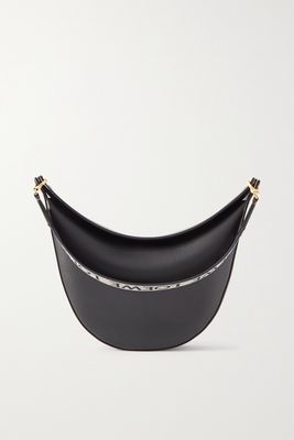 Loewe - Luna Canvas-jacquard Trimmed Leather Shoulder Bag - Black