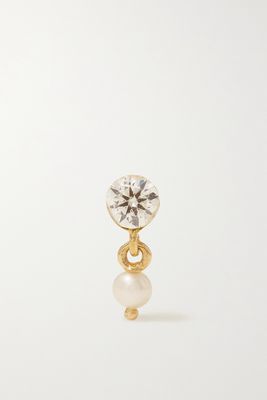 MARIA TASH - 18-karat Gold, Diamond And Pearl Single Earring - one size