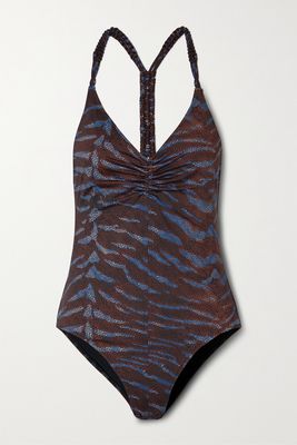 Ulla Johnson - Madeira Ruched Printed Swimsuit - Brown
