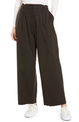 Treasure & Bond Button Front Washed Pants in Brown Latte