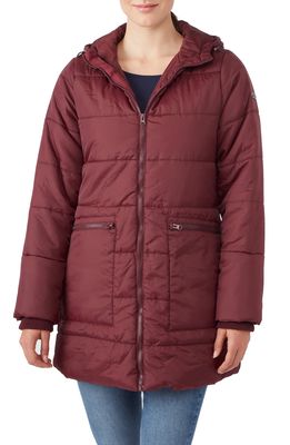 Modern Eternity 3-in-1 Hybrid Quilted Waterproof Maternity Puffer Coat in Burgundy