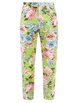 Martine Rose - Floral-print Straight-leg Jeans - Mens - Green