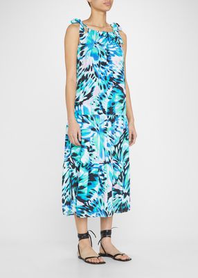 Monarch Tiered Shoulder-Tie Midi Dress