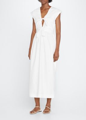 Nina Poplin Bow-Front Midi Dress