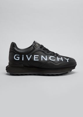 Men's Perforated Leather Logo Sneakers