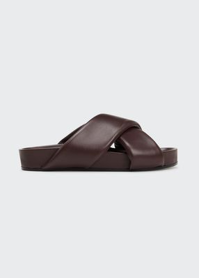 Men's Leather Crisscross Slide Sandals