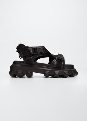 Men's Trackstud Calfskin Studded Lug Sole Strap Sandals