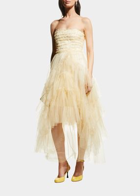 Layered Tulle Strapless Dress