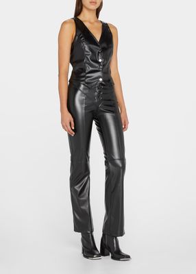Lace-Up Vegan Leather Cropped Pants