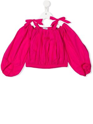 Pinko Kids embroidered-logo cotto blouse