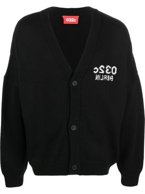 032c intarsia-knit V-neck cardigan - Black