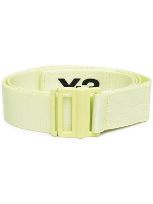 Y-3 logo-print buckled belt - Green