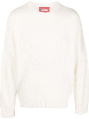 032c debossed-logo wool-blend jumper - White