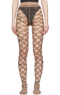 Off-White Beige Logo Monogram Tights